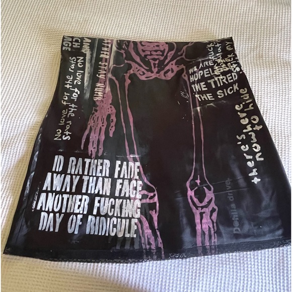 Y2k grunge handmade black graphic skeleton slip dress - Picture 3 of 3